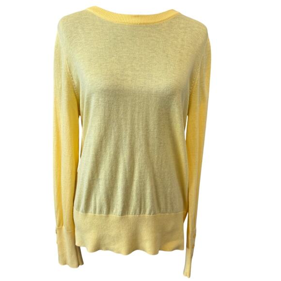 New HALOGEN Women's Yellow Button Cuff Crewneck Sweater Size L - Picture 4 of 9